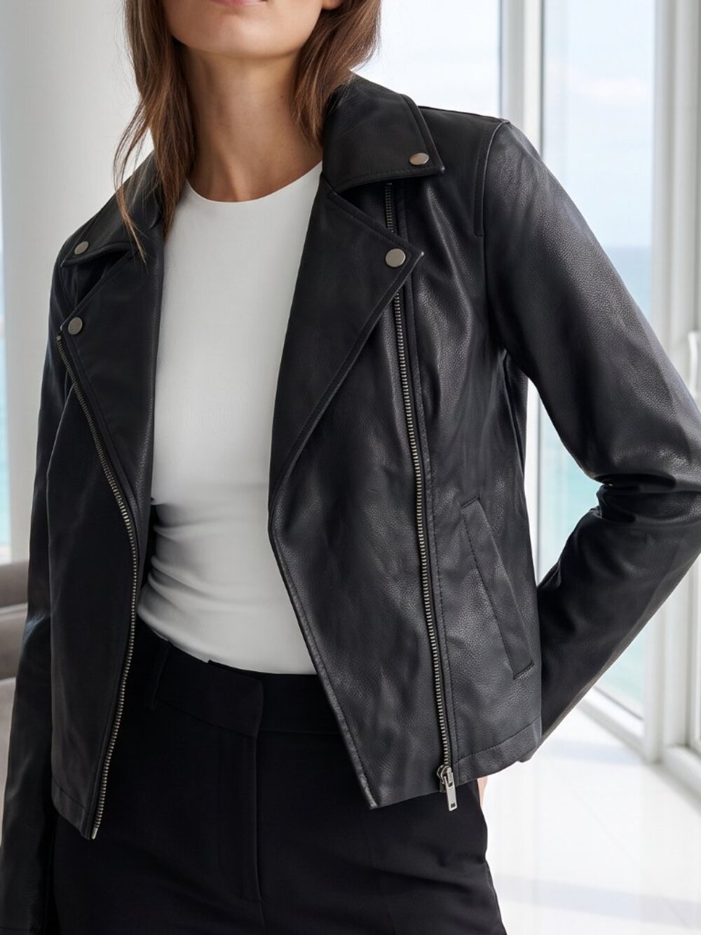NWT Z SUPPLY moto jacket faux black leather XS